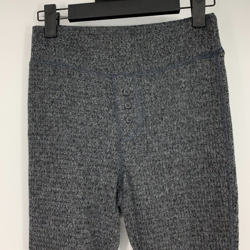 Aerie Leggings Black Gray Lounge Pull On Waffle Knit High Rise - Picture 6 of 13